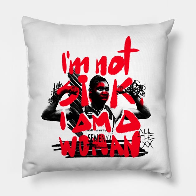 "i’m not sick, I am a woman." Caster Semenya - All the xx by VSG Pillow by Very Simple Graph