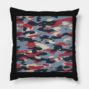 Camouflage Red Blue Print Pattern Pillow