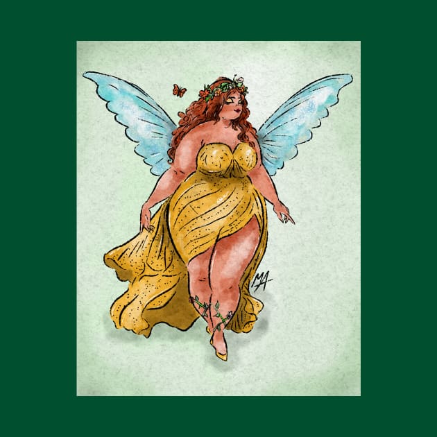 Pretty chubby spring fairy (with background) by The Mindful Maestra