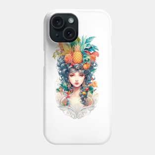 Girl with Fruits and Flowers on her Head Phone Case