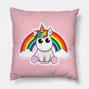 Unicorn "My Love" with rainbow and clouds Pillow
