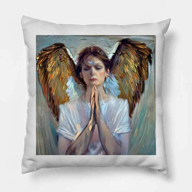 angel of prayer Pillow by bogfl