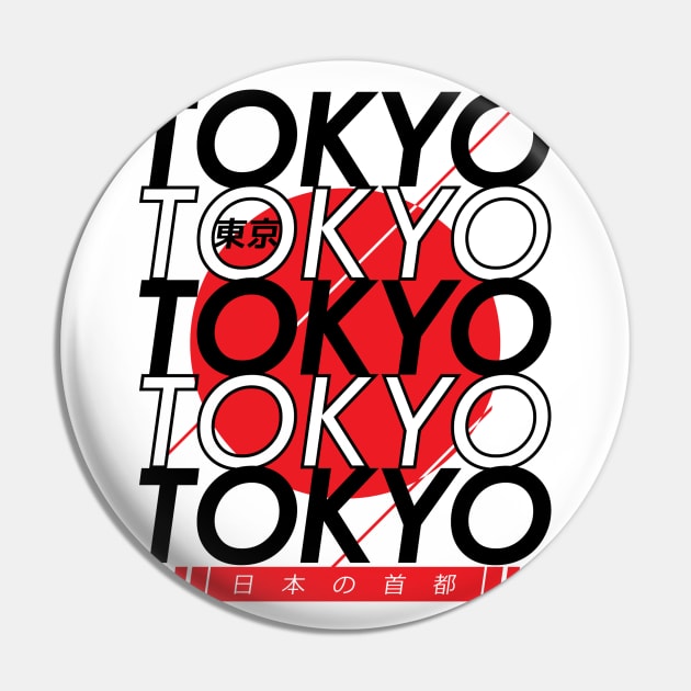 Tokyo - Japanese Cities Typography Series Pin by skinnyrepublic