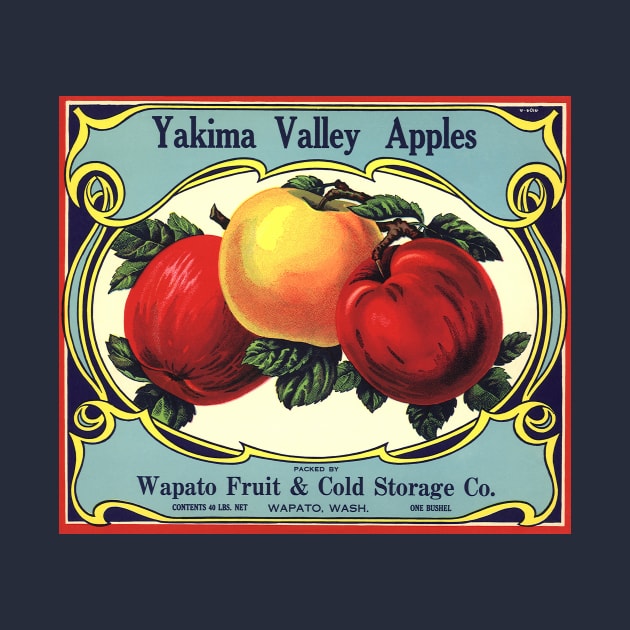 Vintage Yakima Valley Apples Fruit Crate Label by MasterpieceCafe