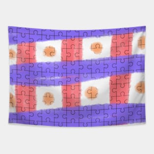 Pink purple puzzle pattern watercolor Tapestry