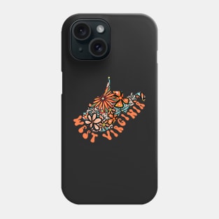 West Virginia State Design | Artist Designed Illustration Featuring West Virginia State Filled With Retro Flowers with Retro Hand-Lettering Phone Case