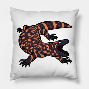 Hungry gila monster lizard cartoon illustration Pillow