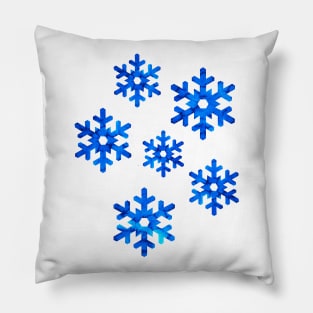 Watercolor Snowflakes (Blue) Pillow
