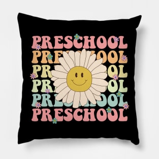 Groovy Preschool Cute Back To School First Day of Pre K Pillow