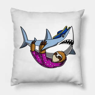 Sloth Riding Shark Pirate Pillow