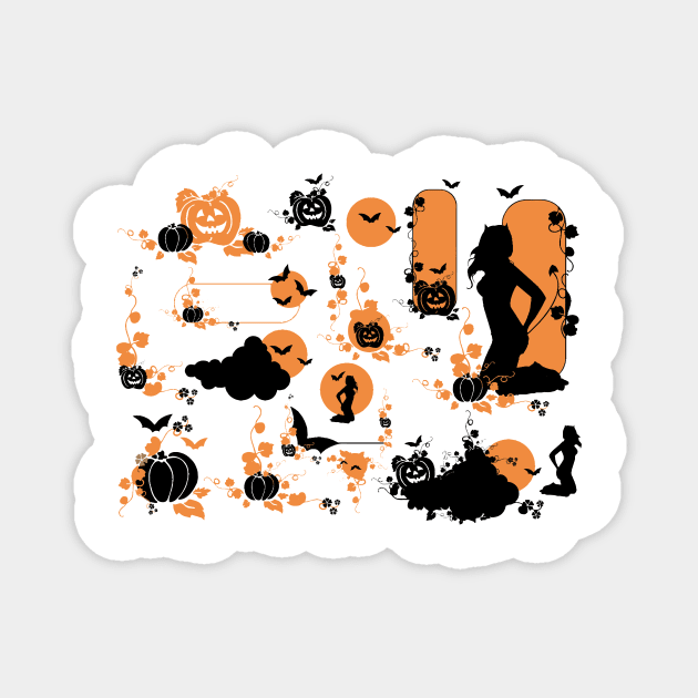 Halloween Night With Witches tee design birthday gift graphic Magnet by TeeSeller07