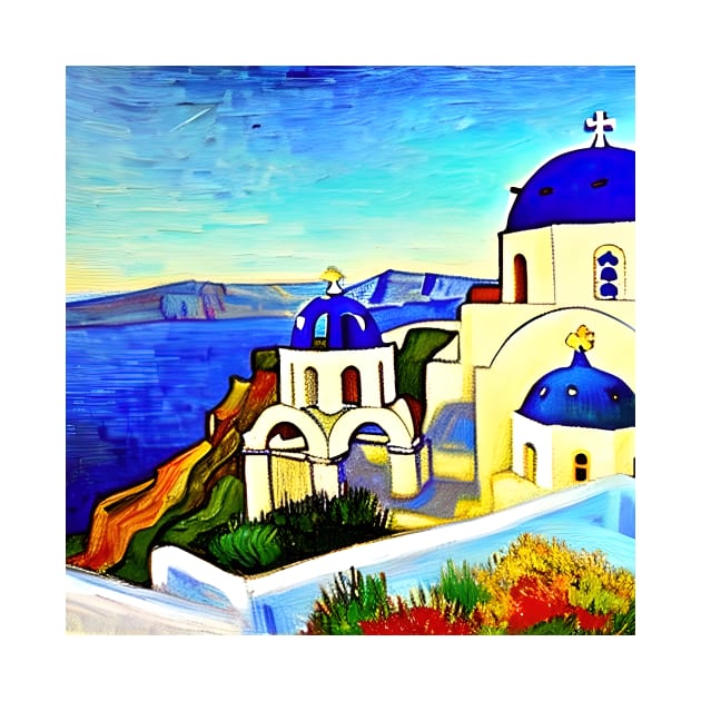 Santorini - Van Gogh Style by Crestern