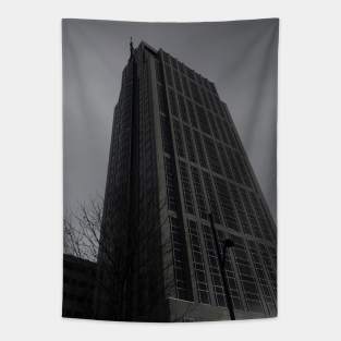 black and white building Tapestry