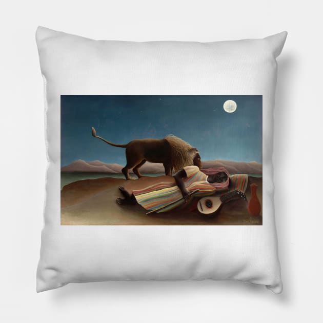 The Sleeping Gypsy - Henri Rousseau Pillow by themasters