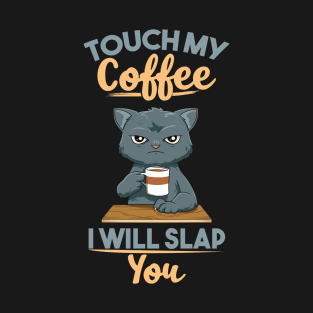 Funny Angry Cat Coffee Lover Feline Morning Animal T-Shirt