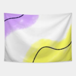 Purple yellow watercolor abstract art Tapestry