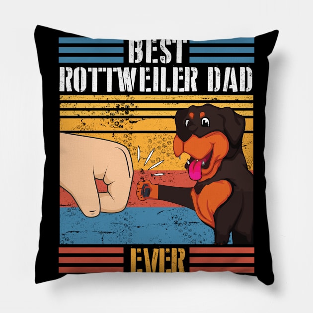 Rottweiler Dog And Daddy Hand To Hand Best Rottweiler Dad Ever Dog Father Parent July 4th Day Pillow by joandraelliot