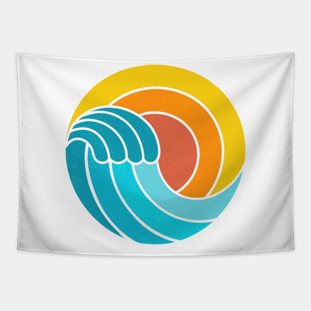 Retro Vintage Ocean Sunset Tapestry by susanne.haewss@googlemail.com