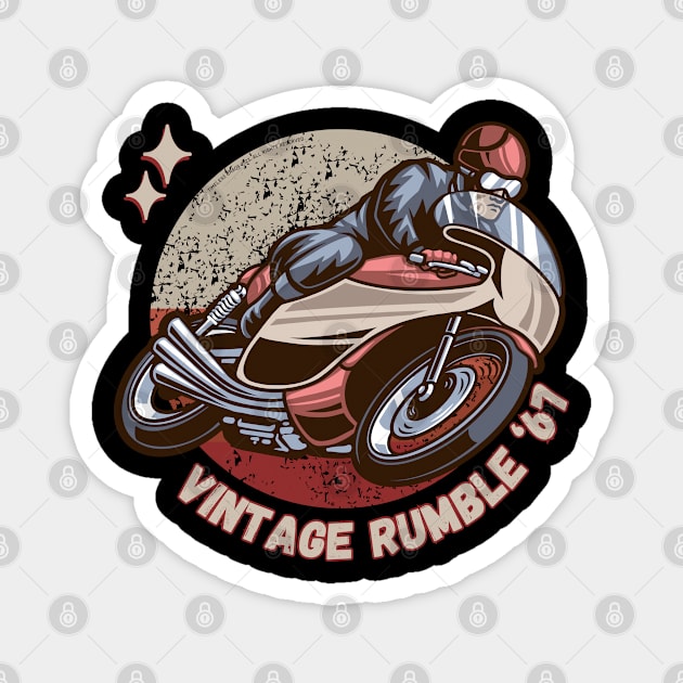 Vintage Rumble '67 Cafe Racer Retro Motorcycle Magnet by Timeless Chaos
