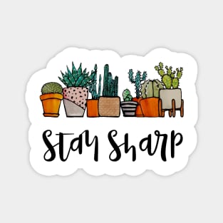 Watercolor Stay sharp Cactus pot Magnet