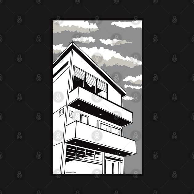 Oshi no Ko Anime and Manga Art | My Star Idol | Oshinoko Strawberry Productions Office Building in Black and White by Animangapoi