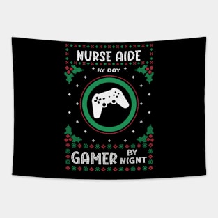 Nurse Aide By Day Gamer By Night - Ugly Christmas Gift Idea Tapestry