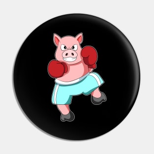 Pig as Boxer with Boxing gloves Pin