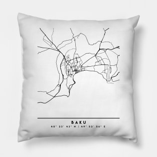 BAKU AZERBAIJAN BLACK CITY STREET MAP ART Pillow