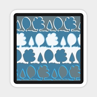 Minimalist Continuous Line Forest in cool grey blue tones Magnet