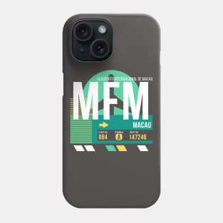 Macau (MFM) Airport // Retro Sunset Baggage Tag Phone Case