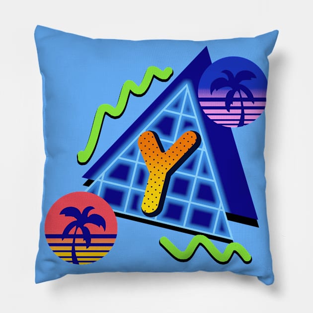 Initial Letter Y - 80s Synth Pillow by VixenwithStripes