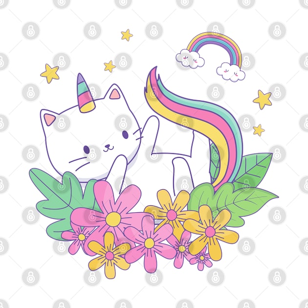 Cute Unicorn Cat Rainbow by PunManArmy