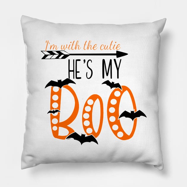 Hes my boo, halloween , couples shirt,  for him Pillow by Cargoprints