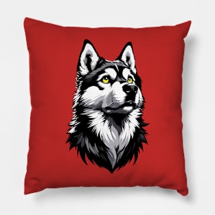 Stunning and Cool Kai Ken Monochrome and Gold Portrait for Father's Day Pillow