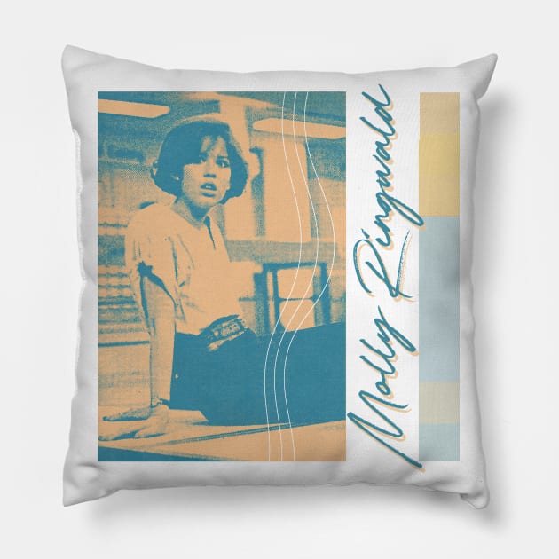 Molly Ringwald //2  80s Style Aesthetic Fan Design Pillow by unknown_pleasures