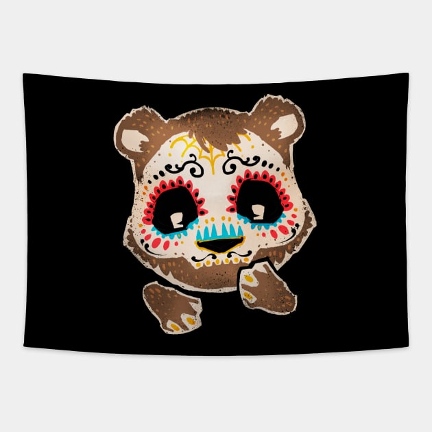 Sugar Skull Bear Tapestry by FunkyHusky