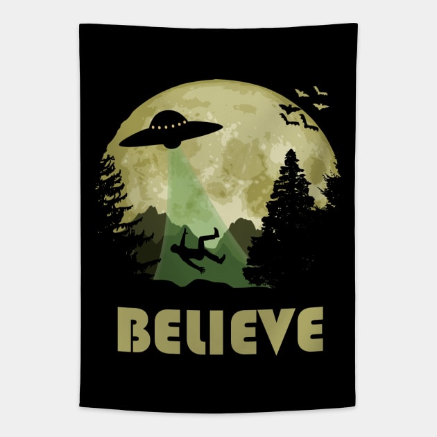 Believe Alien Abduction Tapestry by Nerd_art