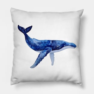 WHALE LOVERS GIFT - HUMPBACK WHALE - DEEP BLUE WATERCOLOR Pillow