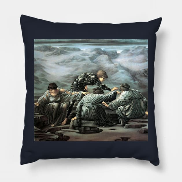 Perseus and the Graeae - Edward Coley Burne-Jones Pillow by forgottenbeauty