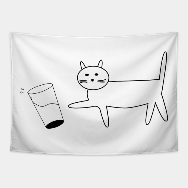 Cat knocking over water Tapestry by Pektashop