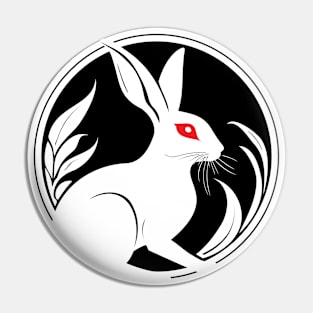 Albino Hare White Rabbit Simple Nature Art Pin