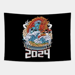 Chinese New Year of the Dragon 2024 Ramen and Wave Tapestry