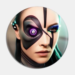 Enhanced Cyberpunk Woman Pin