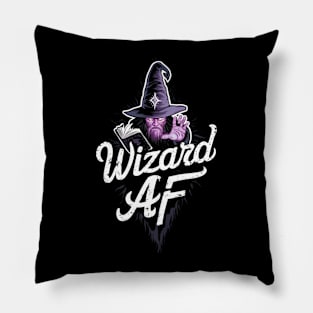 Wizard AF Dungeons and Dragons Sorcery DND Role Playing Game Gift For Magic Enthusiast Spell Book Merlin Witchcraft Pillow