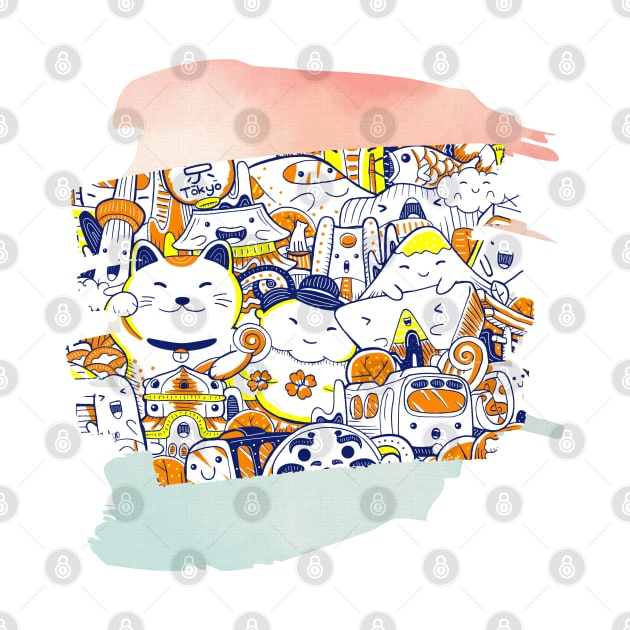 Cute Cat Doodle T-shirt Mug Coffee Mug Apparel Hoodie Sticker Gift by MushMagicWear