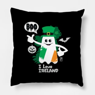 BOO GHOST with Irish flag "I love Ireland" - cute Halloween Pillow