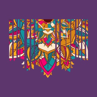 Multicoloured Floral design illustration pattern T-Shirt