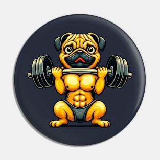 Pug Weightlifting Funny Men Fitness Gym Workout Pin