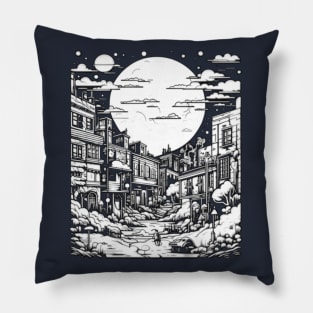 Abandoned CityScape At Night Pillow