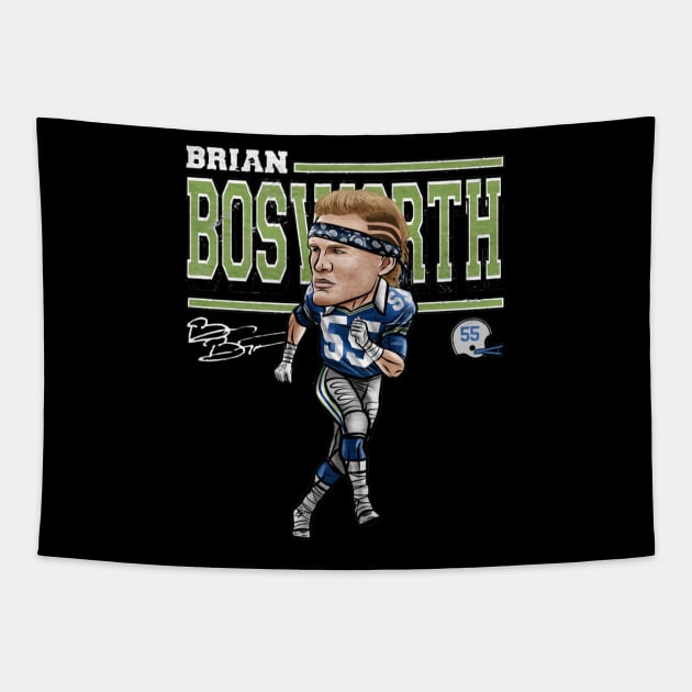 Brian Bosworth Seattle Cartoon Tapestry by Buya_Hamkac